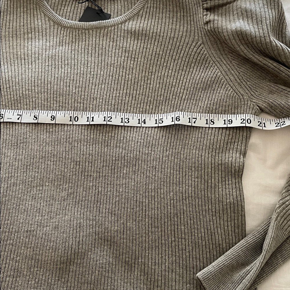 NWT JOE’S JEANS Heather Gray pull over ribbed top Puff shoulder size XL - Picture 9 of 11